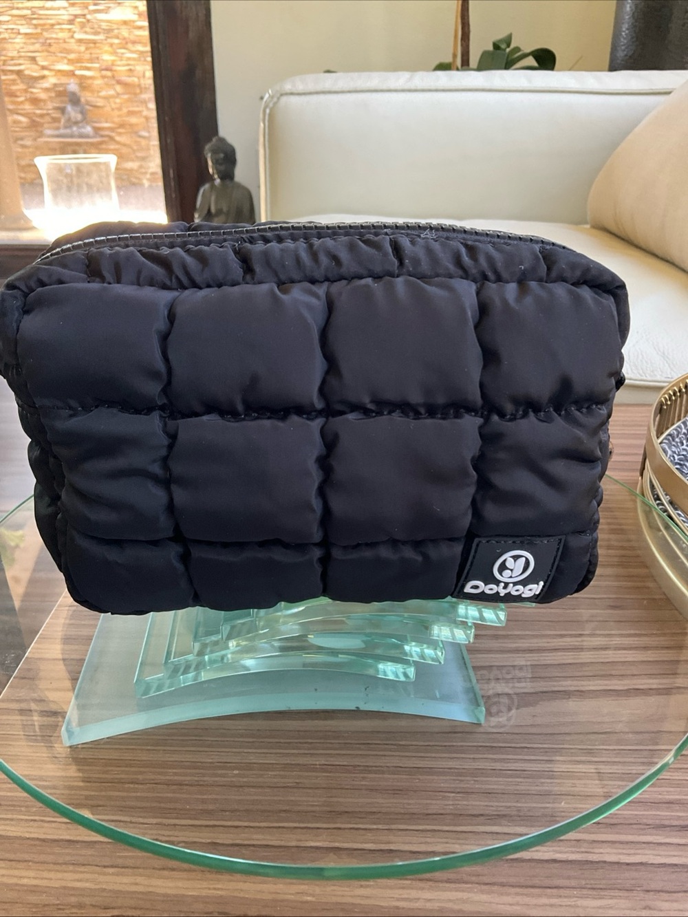 Black Quilted Puffer Everything Wristlet Bag